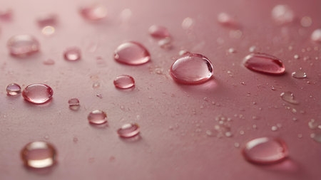Water drops on a pink background. Water drops on a pink background.の素材