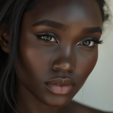 Portrait of a beautiful african american woman with dark skinの素材