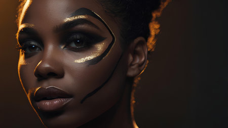 Portrait of beautiful african american woman with creative make-upの素材