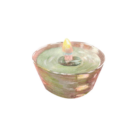 Scented candle. Watercolorの写真素材