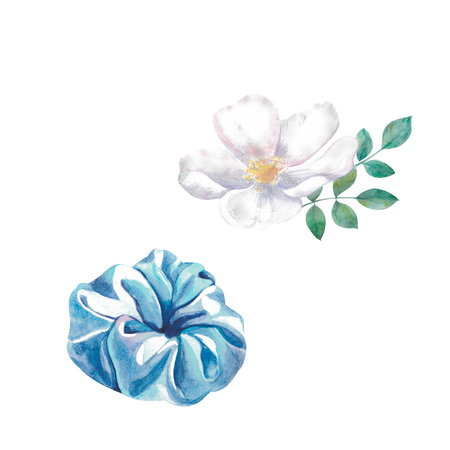 Scrunchy. Painted by hand in watercolor. Designed for advertising, printing, web, beauty studios, fitness centers, women's clubsの写真素材