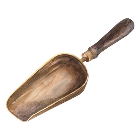 Scoop Watercolor Isolate Illustration for clipart. Designed for menus, culinary blogs, packaging, textiles, web design, stickers, invitationsの写真素材