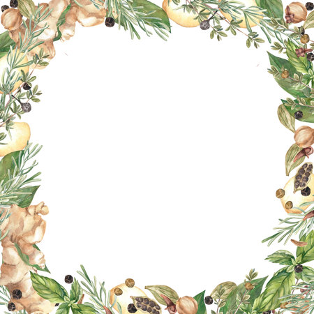 Spices. Watercolor. set. Illustration for clipart. Designed for menus, culinary blogs, packaging, textiles, web design, sites, stickers, invitations, patterns, logos. Drawn by hand.の写真素材