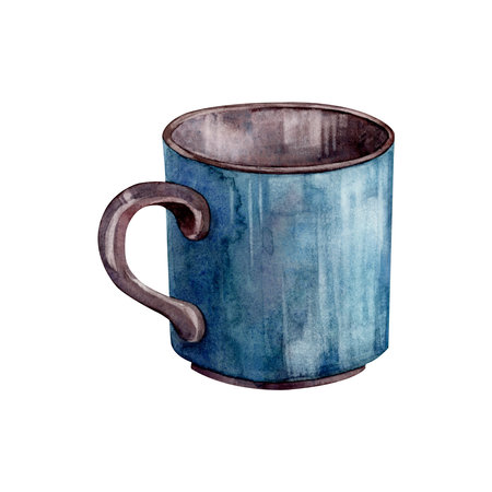 cup. Watercolor. isolate. Illustration for clipart. Designed for menus, culinary blogs, packaging, textiles, web design, sites, stickers, invitations, patterns, logos. Drawn by hand.の写真素材