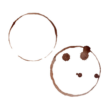 cup marks. Watercolor. set. Illustration for clipart. Designed for menus, culinary blogs, packaging, textiles, web design, sites, stickers, invitations, patterns, logos. Drawn by hand.の写真素材