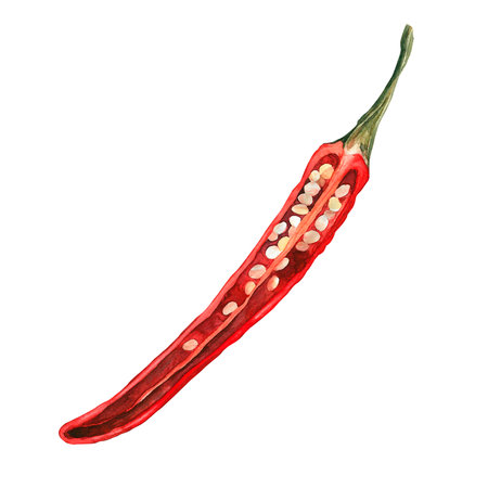 Chili. Watercolor. isolate. Illustration for clipart.の写真素材