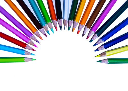 Color pencils isolated on white background.Close up.の写真素材