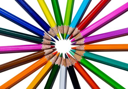 Color pencils isolated on white background.Close up.の写真素材