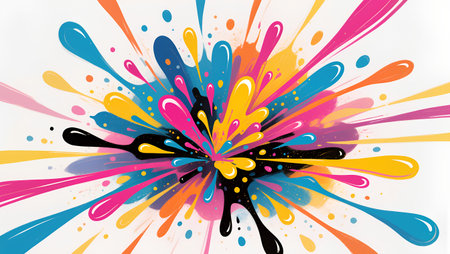 Colorful splashes of paint on white background. Vector illustration.の素材