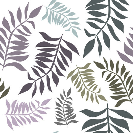 Abstract leaf silhouette seamless pattern. Hand drawn vector illustrationのイラスト素材