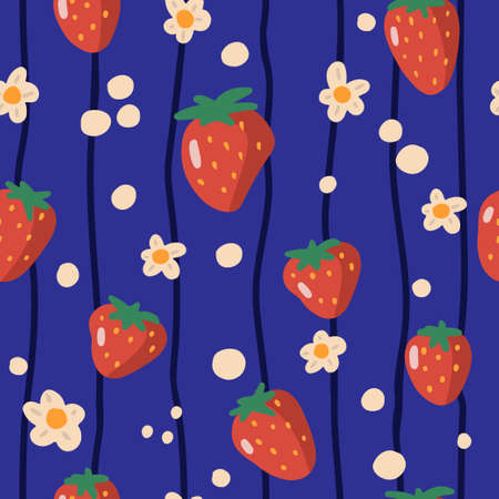 Abstract strawberry seamless pattern. Design for textile or wrapping paper. Vector illustrationのイラスト素材