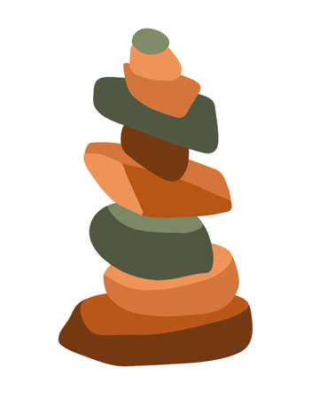 Balance stones. Stack of pebbles flat vector illustrationのイラスト素材