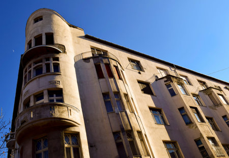 Great white building and apartment balcony