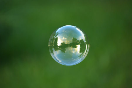 Soap bubble on the sky background.