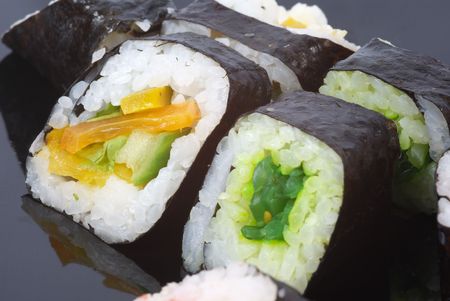 Maki sushi with cucumberの写真素材