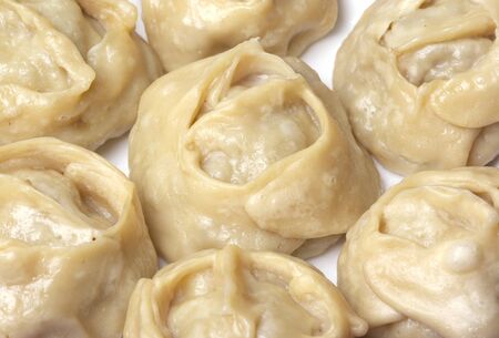 Closeup of big meat dumplingsの写真素材