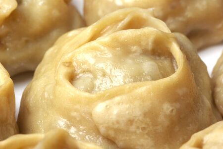 Closeup of big meat dumplings (east asian)の写真素材