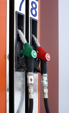 View of a fuel panel with a frozen pumpの写真素材