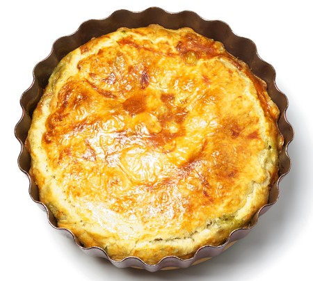 Spinach and cheese pie on the white backgroundの写真素材