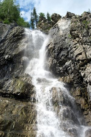 Hight waterfall in the mountainsの写真素材