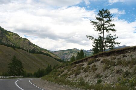 highway bend in the mountains.の写真素材