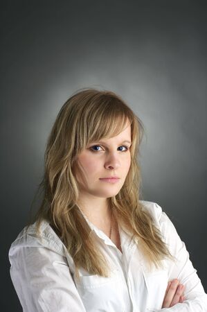 Portrait of long hair attractive young womanの写真素材