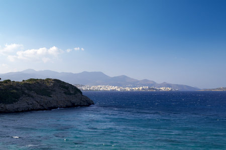 Mirabella bay with Agios Nikolaos view. Greece.の写真素材