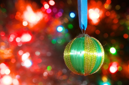 Beautiful Christmas ball over blurred background の写真素材