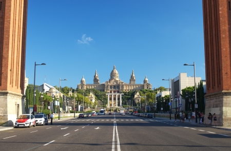 BARCELONA, SPAIN - SEPTEMBER 10: View of the "Museu Nacional d'Art de Catalunya" on September 10, 2012 in Barcelona. This palace was built for the 1929 World's Fairのeditorial素材