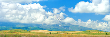 Panoramic view of beautiful scenic mountainsの写真素材
