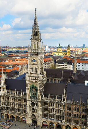 MUNICH, GERMANY - APRIL 9: Town hall at the Marienplatz in Munich, Germany on April 9, 2014. Munich is the biggest city of Bavaria.のeditorial素材