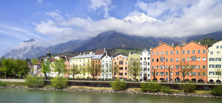 View to the historical Innsbruck houses in Innsbruckのeditorial素材