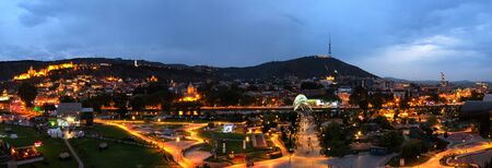 Panoramic cityscape of Georgian Capital old town, Tbilisi.のeditorial素材