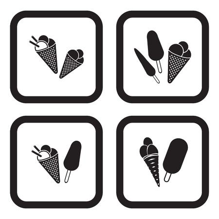 Ice cream icon in four variationsのイラスト素材