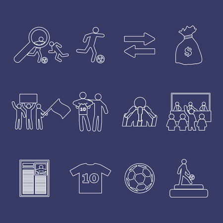 Football or soccer transfer thin icons setのイラスト素材