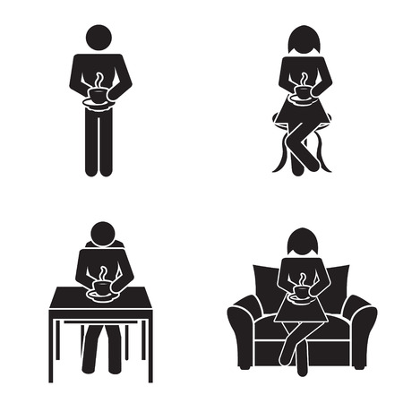 People drinking coffee illustrationのイラスト素材
