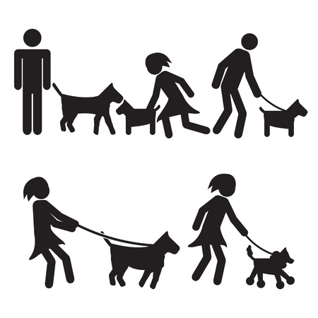 People walking dogs illustration vectorのイラスト素材