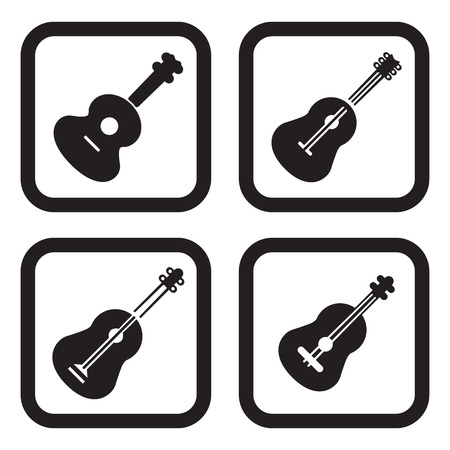 Classic guitar icon in four variationsのイラスト素材