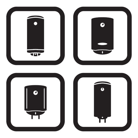 Water heater or boiler icon in four variationsのイラスト素材