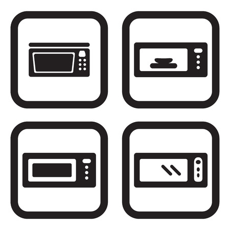 Microwave icon in four variationsのイラスト素材