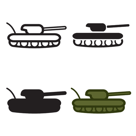 Tank icon in four variations. Colored and blackwhite. のイラスト素材