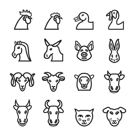 Domestic animals icon set. Vector eps 10.のイラスト素材