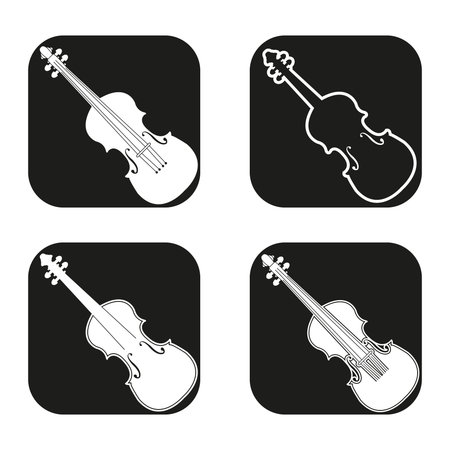 Violin icon in four variationsのイラスト素材