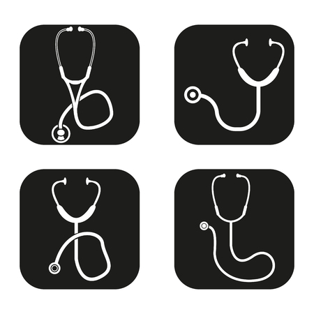 Stethoscope icon in four variationsのイラスト素材
