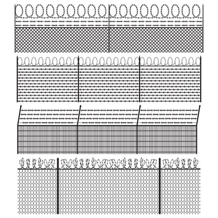 Barbed wire fence set.のイラスト素材