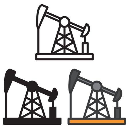 Oil field energy derrick icon in three variations vector.のイラスト素材