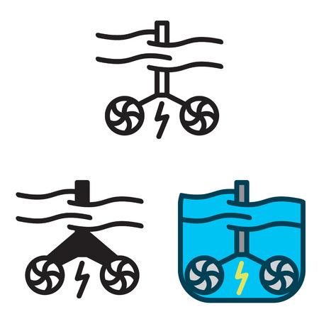 Tidal energy icon vector in three variations vector.のイラスト素材