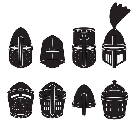 Knights helmet vector set. Helmet icons. Vector.のイラスト素材