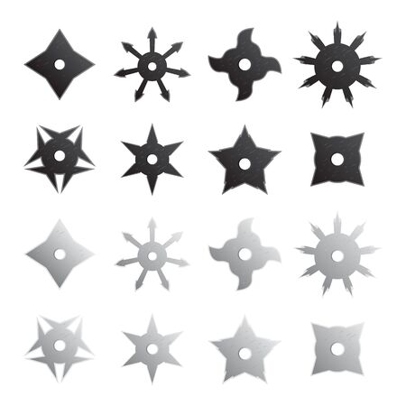 Ninja stars set. Vector.のイラスト素材