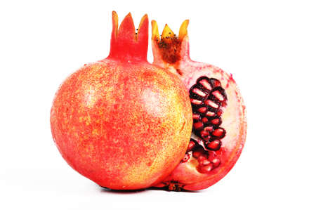 Pomegranate fruit isolated on a white backgroundの写真素材